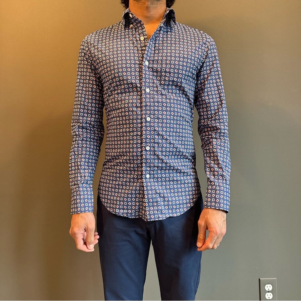 Bonobos Navy Geometric Button Down Shirt